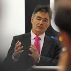 Dunedin Mayor Dave Cull addresses business leaders. Photos by Peter McIntosh.