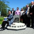 Dunedin Mayor Dave Cull at the Otago Workers' Memorial in the city yesterday with Otago Chamber...