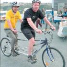 Dunedin Mayor Peter Chin (left) and Sport Otago CoachForce Biking officer Shane Melrose did...