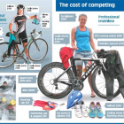 Dunedin professional triathlete Tamsyn Hayes (above right) with the kit she will use to compete...