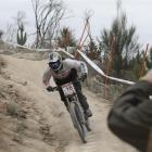 Dunedin's Sheryl MacLeod (inset) in action in the women's downhill at the Canberra World Cup...