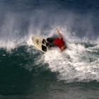 Dunedin schoolboy Geordi Dearns in action in the under-16 event at the world kneeboard...