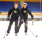 Dunedin Thunder players Quentin Pepy (left) and Martin Millerioux at the Dunedin Ice Stadium ...