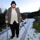 Dunedin woman Francis Ramsay cannot leave her hill suburb home because of snow and ice in the...