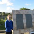 Dunedin woman Heather Bray visits a  war memorial panel at Andersons Bay Cemetery dedicated to...