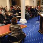 East Otago Taiapure Management Committee chairman Brendan Flack addresses a public meeting at the...