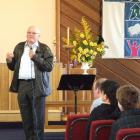 Elwyn Bates, who joined St Mark's parish in 1964, gives a speech during the church building's...
