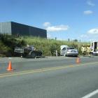 Emergency services at the scene of a single-car crash on State Highway 1  north of Clinton on...