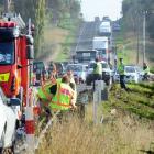 Emergency services at the scene of the crash.