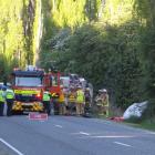 Emergency services attend a fatal crash on Malaghans Rd between Queenstown and Arrowtown this...