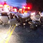 Emergency services attend the crash in Frankton last night. Photo supplied