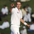 England's Stuart Broad prepares to catch the ball during their second test against Pakistan at...