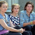 English trio (from left) Alice Scott-Jupp, Laurel Littlejohn and Richard Clark outside the...