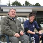 Enjoying the view from their new Waipiata home are (from left) Peter and Billy Heron. Photo by...