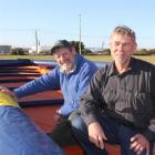 Environment Southland biosecurity manager Richard Boman (left) and John Booth with the inflatable...