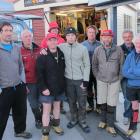 Estonian tramper Andre Lipand (26, centre) with the LandSAR Wanaka volunteers who rescued him...