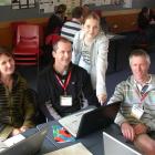 Eva Liardet (12), of Oamaru Intermediate School, shows (from left) Jules Clunie (Mosgiel), Bevan...