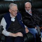 Evacuated Redcliffs Rest Home residents David Smith (left) and Lindsay Kelso, of Christchurch,...