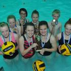 Fairfield School's winning water polo team (back, from left) Rebecca McKay (13), Katie Flett...