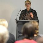 Fashion professor Karen Webster, of RMIT University in Melbourne, speaks in Dunedin yesterday...