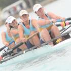 Feeling the pain on the way to a silver medal is the Otago University women's club four of (from...