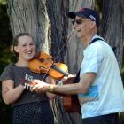 Festival-goers at Whare Flat:  Flora Knight and John Dodd, at the 2014/2015 festival. Photo:...