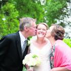 Fiona Murray and her parents at Wairarapa wedding to Andrew White. REBECCA MCSKIMMING PHOTOGRAPHY.