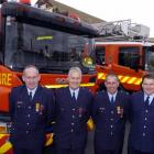 Fire Service 25-year Gold Star recipients (from left) SFF Peter Hessian, SO Mark Dyer, SO Brent...