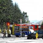 Fire Service personnel are on the scene following a collision between two vehicles at the...