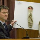 Forensic scientist John Manlove gives evidence in Christchurch yesterday.