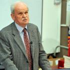Former head of the Prime Minister's Office Gerald Hensley speaks at the Hiroshima Day debate in...