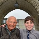 Former Otago Boys' High School pupil Graham Robertson (99) with one of the youngest present-day...