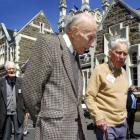 Former Otago Boys High School pupils Rodney Eastgate (middle, 1929-33) and John Manning (1928-32)...