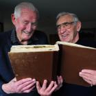 Former Otago representatives Ray Bell (left) and Bert Haig discuss the great Otago Ranfurly...
