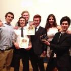 Forty-eight-hour film competition finalists (from left) Woody Bruce, Cameron Hunt, Sam Mehrtens,...