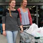 Fourth-year student sisters Gayla (23, left) and Natasha (21) Bonham-Carter shop for groceries...