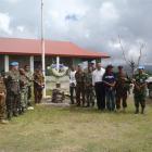 Fr Tony Harrison, of Queenstown, visits the Tilomar Memorial for Private Leonard Manning in East...