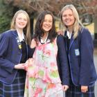 From left, Rebecca Murray (17), Kimberley Bates (17) and Kate Turner (16) before the big night....