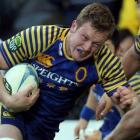 Gareth Evans of Otago on the charge during the ITM Cup Championship Semi Final match between...