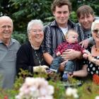 Geoff  (86) and Helen Hinds (86) with (from left),  great-grandson Damian McDermott (22), great...