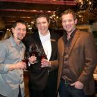 Gibbston Valley winemakers Matt Swirtyz (left) and Chris Keys  (right)  sample wines with Hilton...