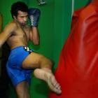 Girish Rae fires out a kick during a training session in Dunedin. Photo by Jane Dawber.