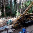 Glass Earth Gold's drilling rig at work at the Massey Reef gold prospect in the North Island....