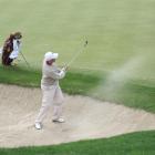 Thomas Campbell plays out of a bunker at a tournament in the United States. Photo supplied.