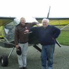 Gore Aero Club member Colin McIntyre (left) and president John Ibbotson with the club's Rans S-6...
