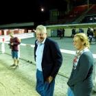 Graeme Anderson and Amber Hoffman celebrate their third win at Forbury Park on Thursday night....