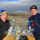 Graeme Borley (left) and Murray Beer, of Alexandra, arrive at their 25th Brass Monkey Rally in...