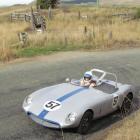 Graeme Currie, from Waimate, puts his 1958 Buckler through its paces at the Ngapara hill climb...