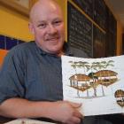 Graham Roebuck with an impression of the castaway treehouse design he submitted for an online...