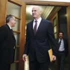 Greek Prime Minister George Papandreou arrives for a cabinet meeting in the Parliament in Athens...